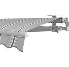 SOLUNA Gelenkarmmarkise Concept 3x2 Stoff Dessin A131 Gestell Silber E6EV1 eloxiert Antrieb rechts inkl. Motor und Wandschalter