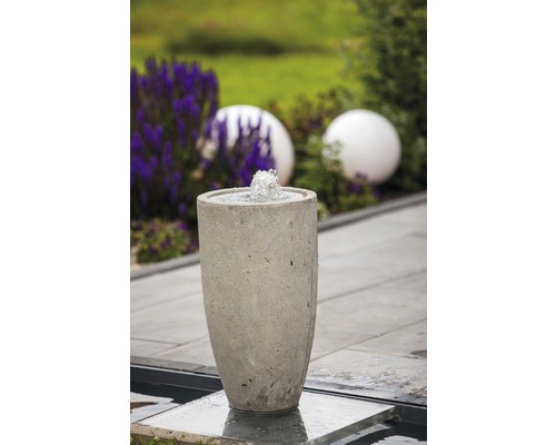 Gartenbrunnen-Set Vase Zement grau-0