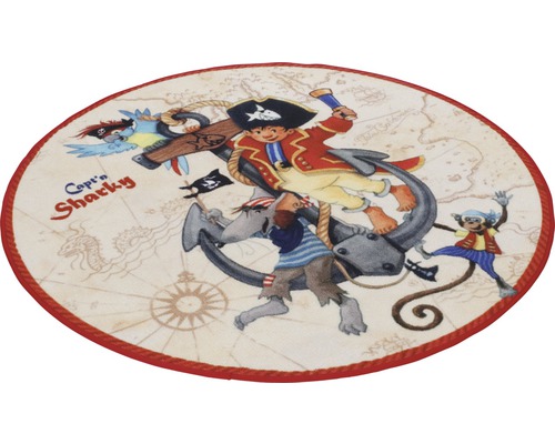 Runder Kinderteppich mit Piratenmotiv
