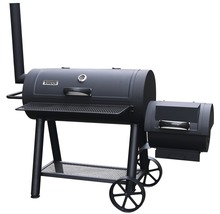 Smoker Tenneker® Grill Smoker XL schwarz mit 98x44 cm Grillfläche, Schornstein, Deckelthermometer, Grillrost und Ablage-thumb-0