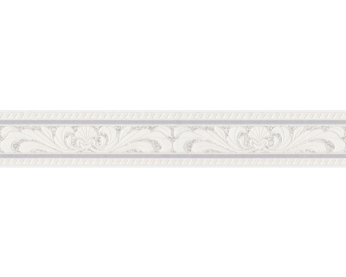 Papier-Bordüre A.S. Creation Schaum weiß-grau 5 m x 10 cm Zierbordüre mit floralem Muster