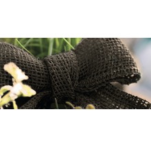 Dekoratives Schleifenband aus Jute mit Blumenmuster