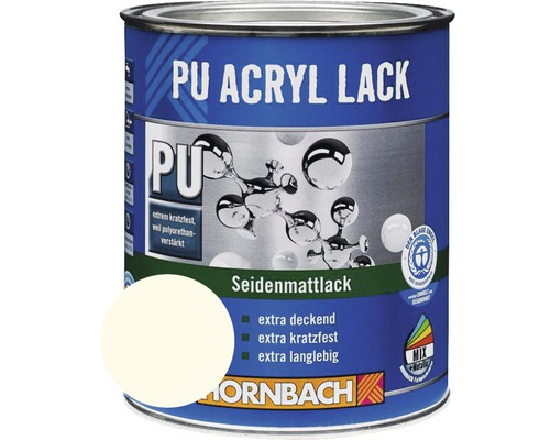 HORNBACH Buntlack PU Acryllack seidenmatt RAL 9010 reinweiß 125 ml-0