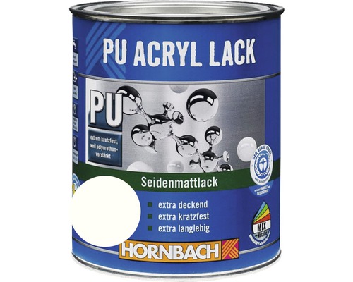 HORNBACH Buntlack PU Acryllack seidenmatt glacierweiß 750 ml