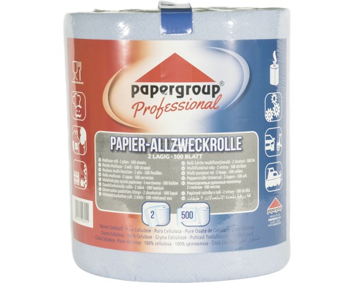 Papierrolle Allzweckrolle 2-lagig Einzeltuch 215x195 mm 500 Blatt blau-0