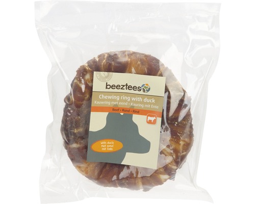 Beeztees Kauartikelring mit Ente in Verpackung