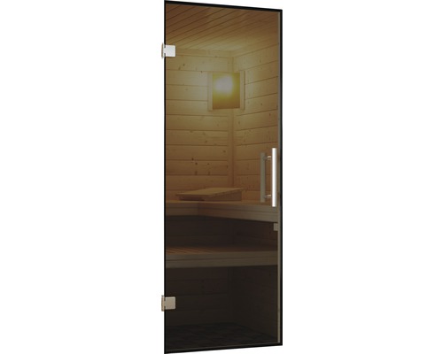 Sauna Türelement Karibu für 68 mm Saunen mit graphit farbiger Ganzglastür 173x64x3,8 cm