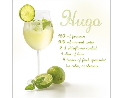 Hugo Cocktail Rezept mit Prosecco, Mineralwasser, Holunderblütensirup, Limette und Minze