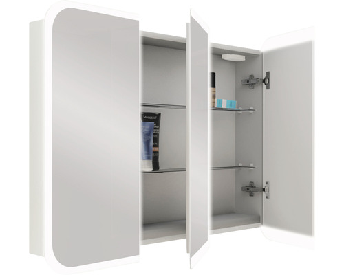 Offener Spiegelschrank mit Glasablagen für das Badezimmer