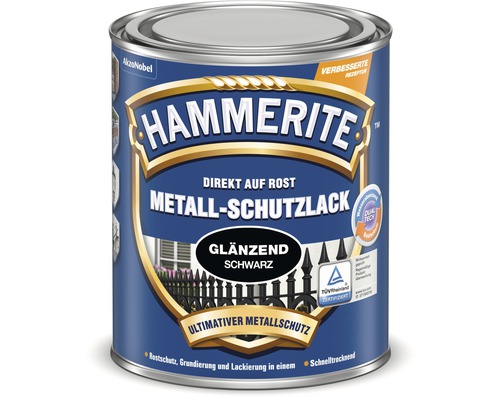 HAMMERITE Metallschutzlack schwarz glänzend 2,5 L Hammerite Metallschutzlack direkt auf Rost, glänzend schwarz, im Farbeimer