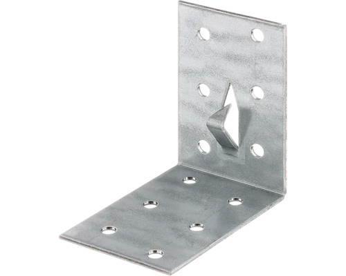 Lochplattenwinkel m. Fixierkralle 60 x 60 x 40 mm, sendzimirverzinkt, 1 Stück Winkelverbinder mit Anker und Löchern