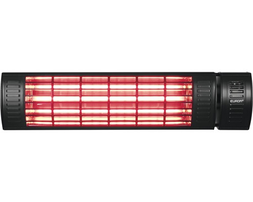 Terrassenstrahler Eurom Golden 2000 Ultra RCD Black 2000 Watt inkl. Fernbedienung Infrarotheizstrahler mit eingeschalteten Heizelementen