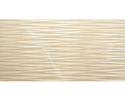 Steinzeug Wandfliese Etiana 30,0x60,0 cm waves creme glänzend