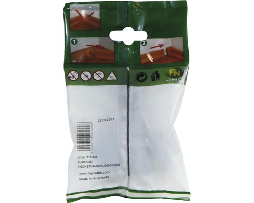 Verpackung einer Eckleiste mit Montagehinweisen