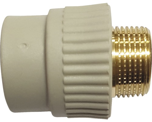 PPR-Übergangsmuffe Multitherm 20x15mm Außengewinde Rohrverschraubung mit Außengewinde aus Kunststoff und Messing