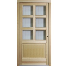 Holzschiebetür mit sechs Glasscheiben