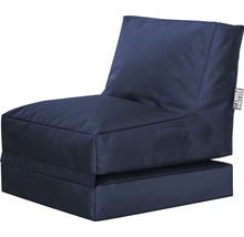 Blauer Sitzsack Sessel mit Rückenlehne und Fußstütze