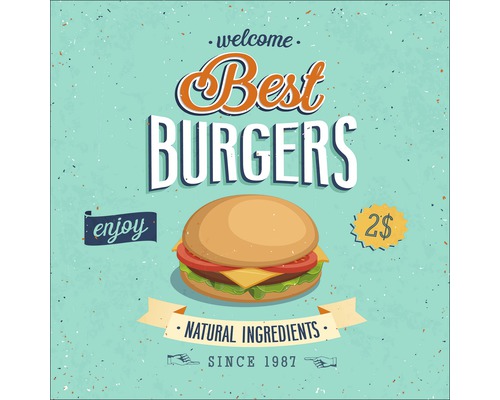 Glasbild Best Burgers 50x50 cm GLA933