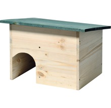 Holzhaus für Kleintiere mit grünem Dach