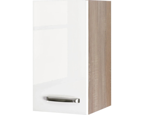 Hängeschrank Flex Well Valero weiß glänzend/Sonoma Eiche 30x55x32 cm mit Drehtür Hängeschrank mit Tür und Griff