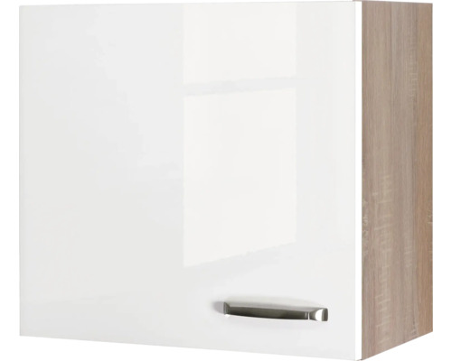 Hängeschrank Flex Well Valero weiß glänzend/Sonoma Eiche 60x55x32 cm mit Drehtür Küchenhängeschrank mit Griff