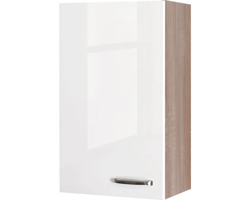 Hängeschrank Flex Well Valero weiß glänzend/Sonoma Eiche 50x89x32 cm mit Drehtür Hängeschrank mit Griff