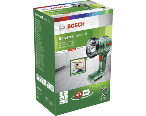 Verpackung der Bosch UniversalLamp 18 Akku-Leuchte