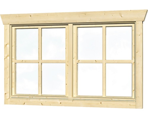 Doppelfenster für Gartenhaus 28 mm SKAN HOLZ 2x57,5x70,5 cm, natur