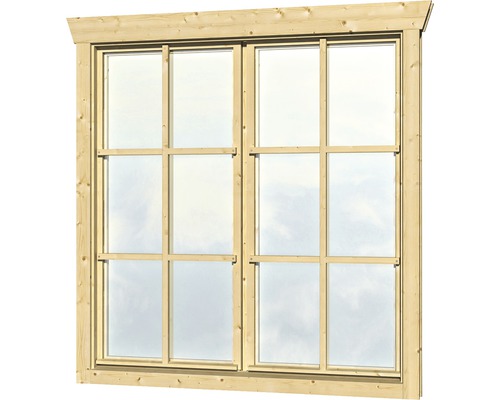 Doppelfenster für Gartenhaus 28 mm SKAN HOLZ 2x57,5x123,5 cm, natur