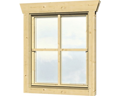 Einzelfenster für Gartenhaus 28 mm SKAN HOLZ Anschlag links 57,5x70,5 cm, natur