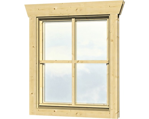 Einzelfenster für Gartenhaus 28 mm SKAN HOLZ Anschlag rechts 57,5x70,5 cm, natur