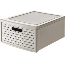 Aufbewahrungsbox aus Kunststoff mit geflochtener Schubladenoptik und Deckel