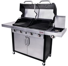 Gasgrill mit zwei Grillflächen, Seitentisch und Unterschrank