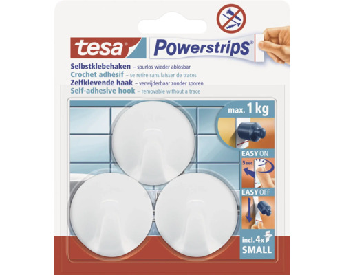 Mini-Haken Tesa Powerstrips Rund weiß matt