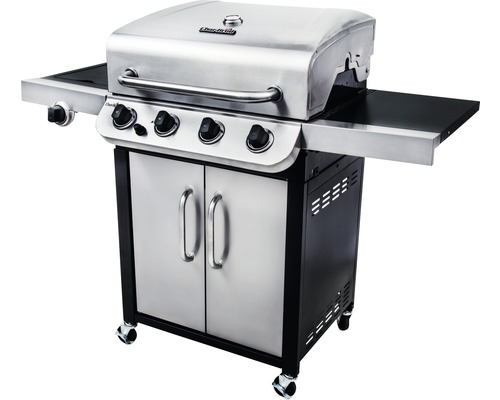 Grill mit vier Brennern, Seitentisch und Unterschrank