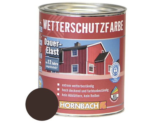 HORNBACH Holzfarbe Wetterschutzfarbe dunkelbraun 750 ml Wetterschutzfarbe im Farbtopf mit Farbbeispiel