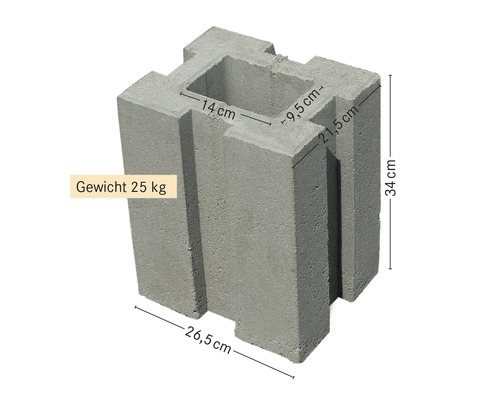 Pfostenfundamentstein 34x26,5x21,5 cm