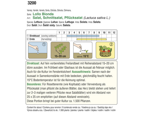 Informationen zu Lollo Bionda Pflücksalat