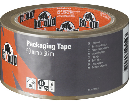 ROXOLID Packaging Tape Packband PVC braun 5 cm x 66 m Verpackungsklebeband, 50 Millimeter x 66 Meter