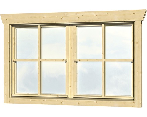 Doppelfenster für Gartenhaus 45 mm SKAN HOLZ 2x57,5x70,5 cm, natur