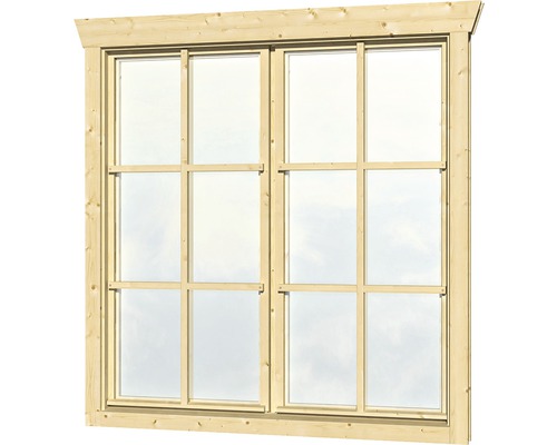 Doppelfenster für Gartenhaus 45 mm SKAN HOLZ 2x57,5x123,5 cm, natur