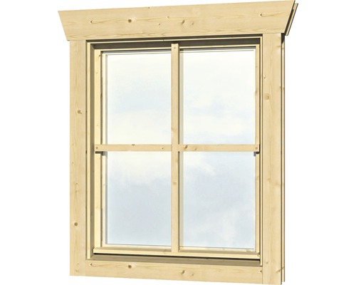 Einzelfenster für Gartenhaus 45 mm SKAN HOLZ Anschlag links 57,5x70,5 cm, natur
