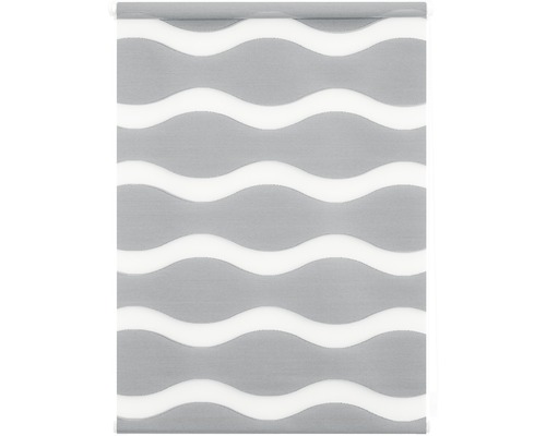 Graue Doppelrollo mit Wellenmuster