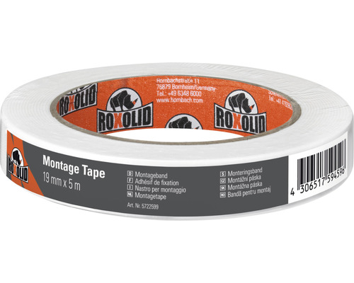 ROXOLID Montage Tape Montageband weiß 19 mm x 5 m-0