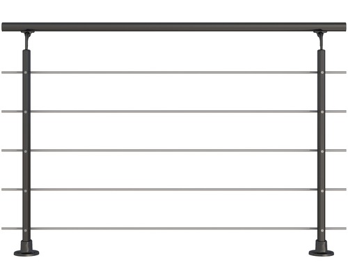 Pertura Melia Geländer-Komplettset Aluminium anthrazit mit fünf Edelstahlstäben für Bodenmontage B: 1.50 m