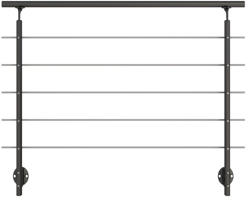 Geländer-Komplettset Pertura Aluminium anthrazit mit fünf Edelstahlstäben für Seitenmontage B: 1.50 m