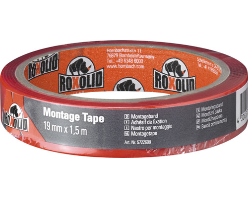 ROXOLID Montage Tape Montageband transparent 19 mm x 1,5 m Roxolid Montageband 19 mm mal 1,5 Meter