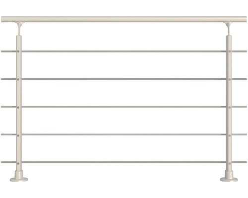 Geländer-Komplettset Pertura Aluminium weiß mit fünf Edelstahlstäben für Bodenmontage B: 1.50 m