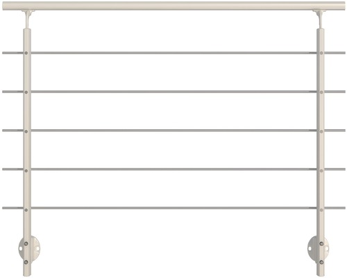 Geländer-Komplettset Pertura Aluminium weiß mit fünf Edelstahlstäben für Seitenmontage B: 1.50 m