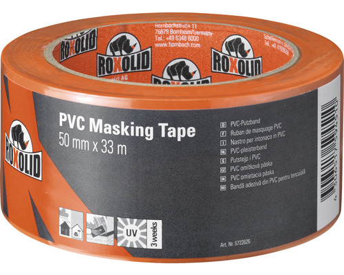 ROXOLID PVC Masking Tape Abdeckband Putzband Orange 50 mm x 33 m PVC Putzband 50 Millimeter mal 33 Meter